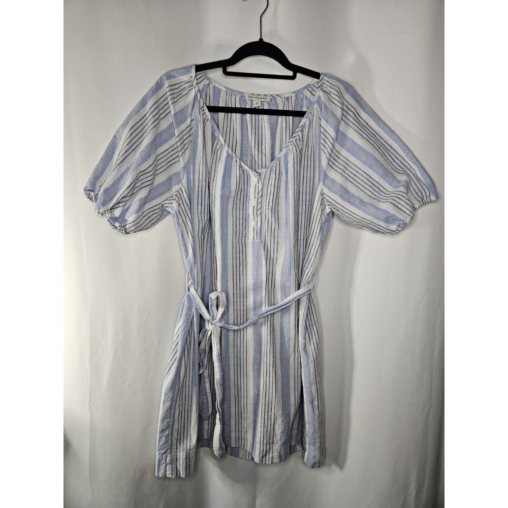 Free Assembly Womens Shirt Dress Puff Sleeve Blue/White Stripes Size Large XL